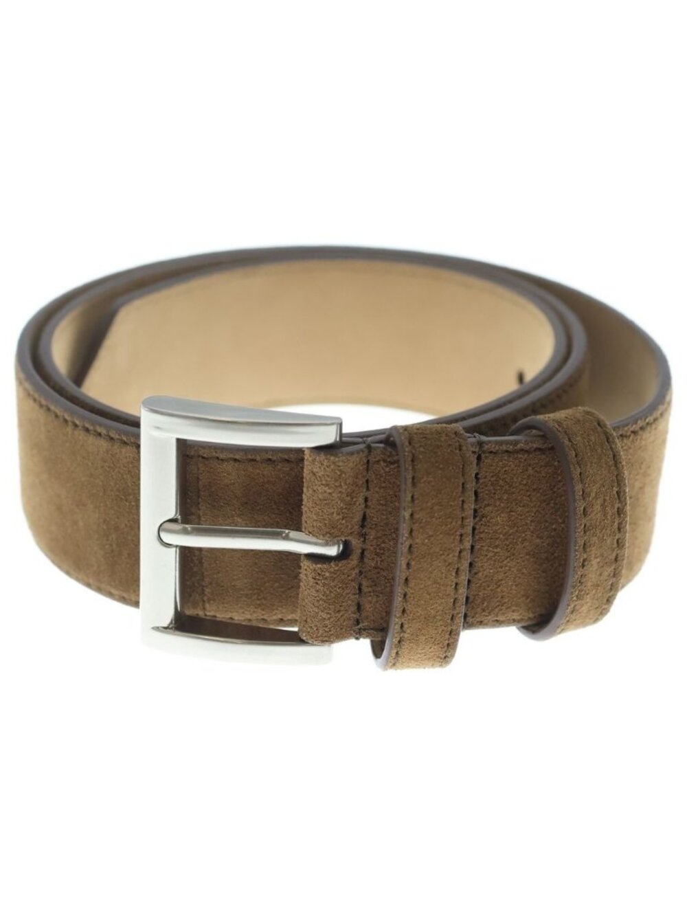 Prada Single Pin Suede Belt Brown